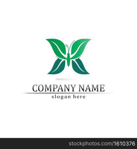 Tree leaf vector and green logo design friendly concept 