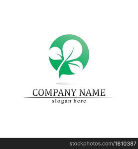 Tree leaf vector and green logo design friendly concept 