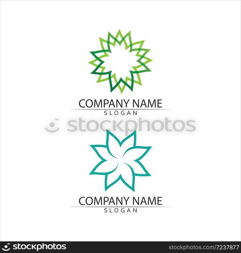 Tree leaf vector and green logo design friendly concept