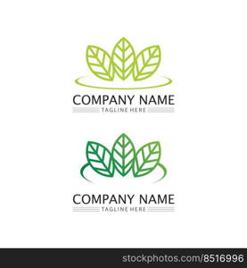 Tree leaf vector and green logo design friendly concept 