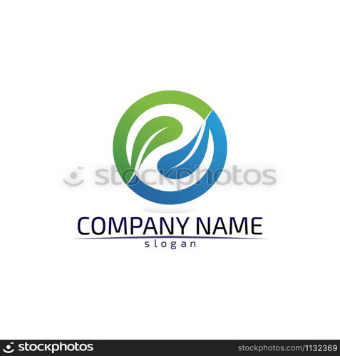 Tree leaf vector logo design eco friendly concept