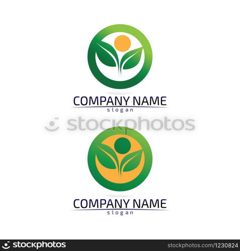 Tree leaf vector logo design eco friendly concept