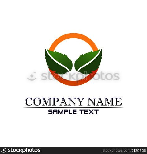 Tree leaf vector logo design eco friendly concept
