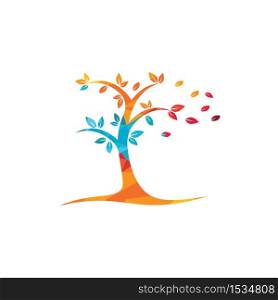 Tree logo design. Minimalist green tree logo symbol.