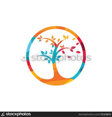 Tree logo design. Minimalist green tree logo symbol.