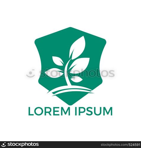 Tree logo design. Minimalist green tree logo symbol. Enviromental health and nature logo.