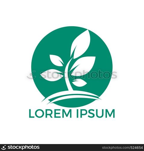 Tree logo design. Minimalist green tree logo symbol. Enviromental health and nature logo.