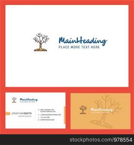 Tree Logo design with Tagline & Front and Back Busienss Card Template. Vector Creative Design