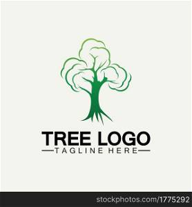 Tree logo icon vector illustration design.Vector silhouette of a tree templates of tree logo and roots tree of life design illustration