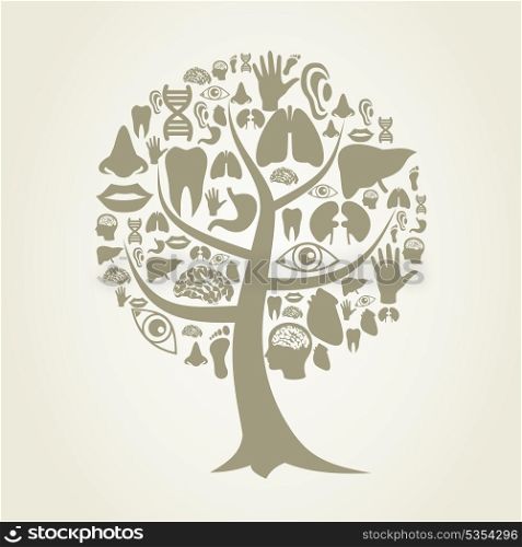 Tree made of body parts. A vector illustration