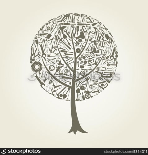 Tree made of tools. A vector illustration