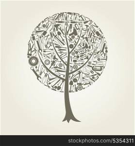 Tree made of tools. A vector illustration