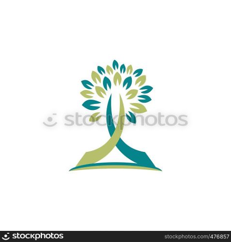 tree nature logo religious cross concept symbol icon vector design illustration
