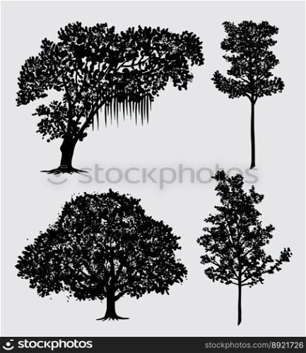Tree nature silhouette vector image