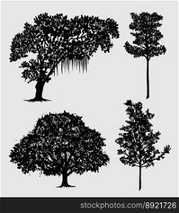 Tree nature silhouette vector image