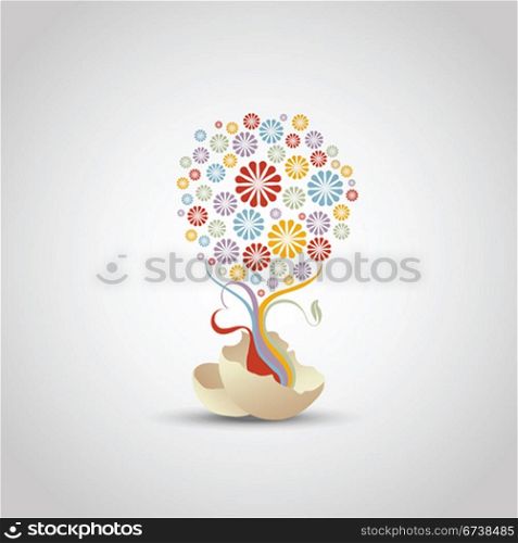 Tree of flower - life concept. | Vector illustration.