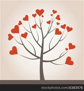 Tree of love from red hearts. A vector illustration
