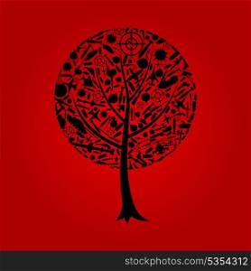 Tree on a theme war. A vector illustration