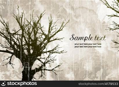 Tree on grunge background vector illustration