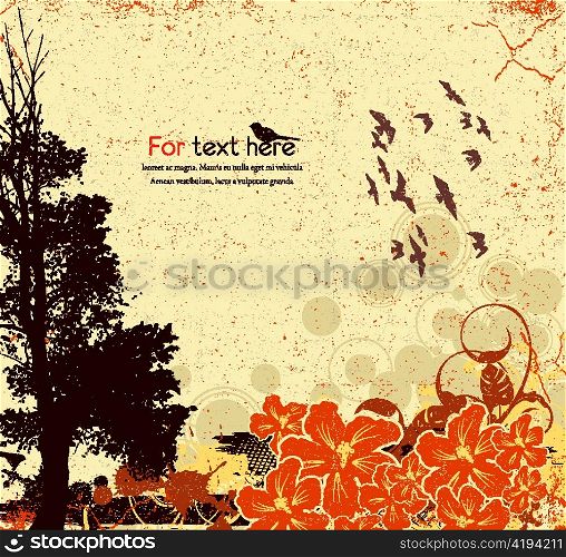 Tree on summer background vector illustration