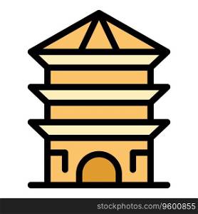 Tree pagoda icon outline vector. Chinese building. House temple color flat. Tree pagoda icon vector flat