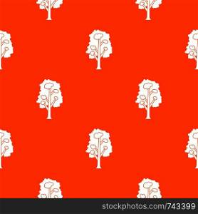 Tree pattern repeat seamless in orange color for any design. Vector geometric illustration. Tree pattern seamless