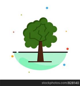 Tree, Plant, Growth Abstract Flat Color Icon Template