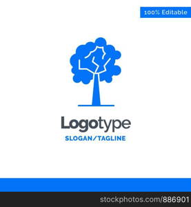 Tree, Plant, Growth Blue Solid Logo Template. Place for Tagline