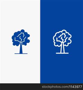 Tree, Plant, Growth Line and Glyph Solid icon Blue banner Line and Glyph Solid icon Blue banner