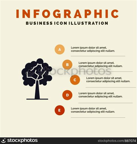Tree, Plant, Growth Solid Icon Infographics 5 Steps Presentation Background