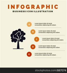 Tree, Plant, Growth Solid Icon Infographics 5 Steps Presentation Background