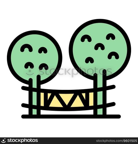 Tree rope icon outline vector. Adventure park. Forest climb color flat. Tree rope icon vector flat