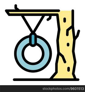 Tree rope ring icon outline vector. Park adventure. Sport climb color flat. Tree rope ring icon vector flat