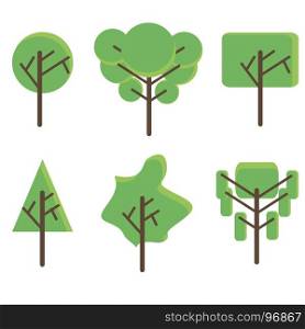 Tree set flat icon vector illustration. Green plant. Botany design eco floral forest natural garden