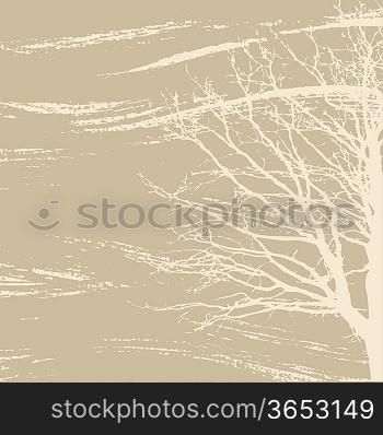 tree silhouette on brown background, vector illustration