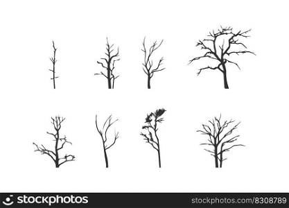 Tree silhouette without leaves icon set. Vector illustration desing.
