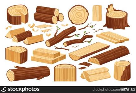 Tree stump wooden logs and timber materials vector image