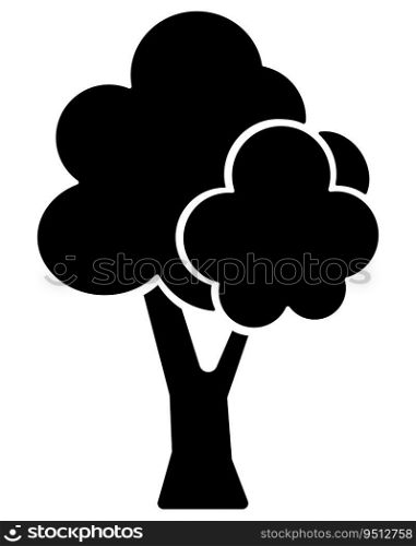 Tree stylized, simple plant silhouette - vector illustration for logo or pictogram. Tree silhouette for identity, icon or sign