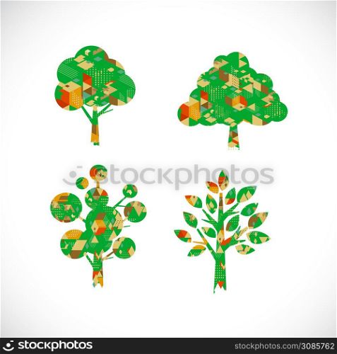 tree symbol with abstract geometric graphic style isolated on white background, Vector illustration