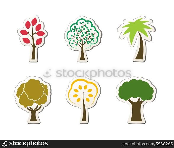 Tree symbols for green web design oak palm maple isolated vector illustration
