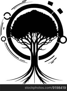 Tree tech logo. Digital tree. Good for t-shirt print design.. Tree tech logo. Digital tree. Good for t-shirt print design