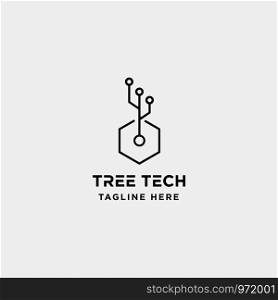 tree technology logo design nature tech symbol icon illustration. tree technology logo design nature tech symbol icon