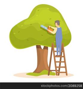 Tree trimming job icon cartoon vector. Garden hedge. Lawn maintenance. Tree trimming job icon cartoon vector. Garden hedge