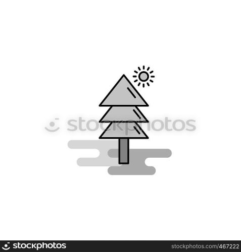 Tree Web Icon. Flat Line Filled Gray Icon Vector