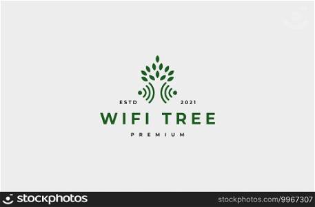 tree wifi logo design vector