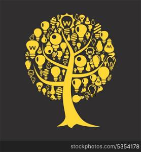 Tree with a crone from bulbs. A vector illustration