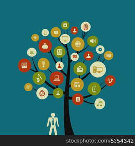 Tree with a crone from business of subjects. A vector illustration