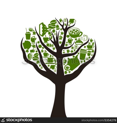 Tree with a crone from food. A vector illustration