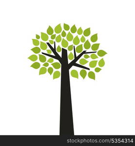 Tree with a green crone. A vector illustration