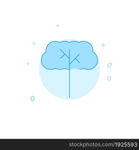 Tree with a lush crown vector icon. Tree symbol. Flat illustration. Filled line style. Blue monochrome design. Editable stroke. Adjust line weight.. Tree with a lush crown flat vector icon. Tree symbol. Filled line style. Blue monochrome design. Editable stroke